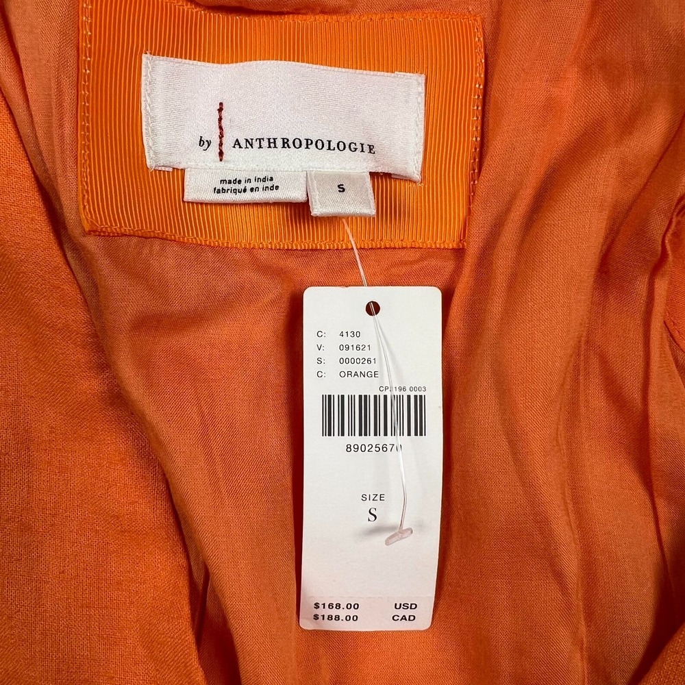 NWT Anthropologie The Renee Midi Dress Small Button Front Flutter Sleeve $168‎ - Picture 4 of 10